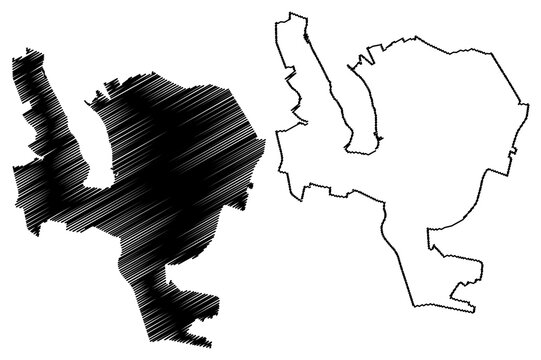 Ternopil City (Ukraine) map vector illustration, scribble sketch City of Tarnopol map