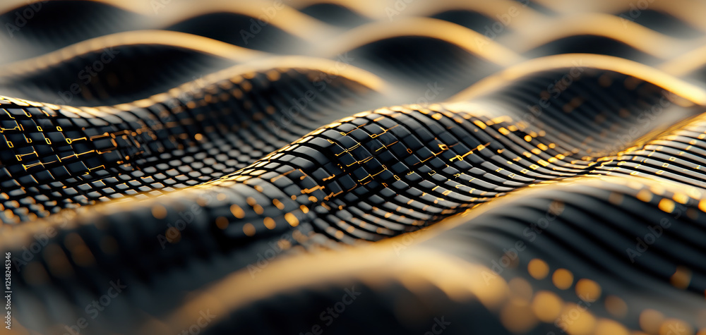 Poster Abstract digital code background with flowing binary data, showcasing intricate patterns and textures in wave like formation, evoking sense of depth and movement