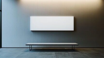 A minimalist piece of linear artwork hanging on a gallery wall.