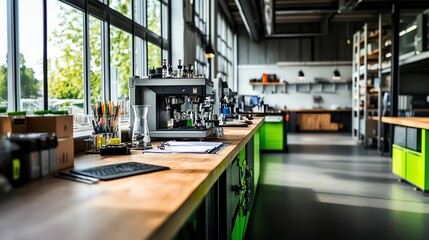 Naklejka premium A circular economy research lab focusing on zerowaste product design, recycling innovation, and upcycled materials