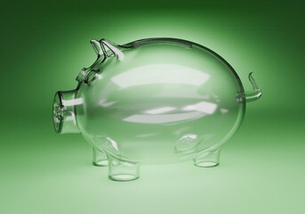 Salvadanaio trasparente, illustrazione 3d
