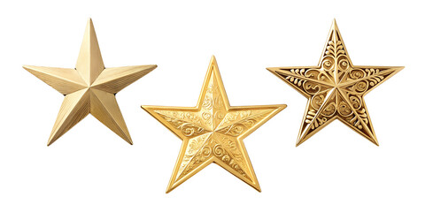 Fototapeta premium Gold Star on White Background, Recognition Symbol, Award Emblem, Success Achievement, PNG Transparent
