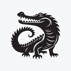 Crocodile black silhouette vector illustration