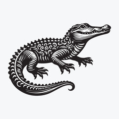 Fototapeta premium Crocodile black silhouette vector illustration