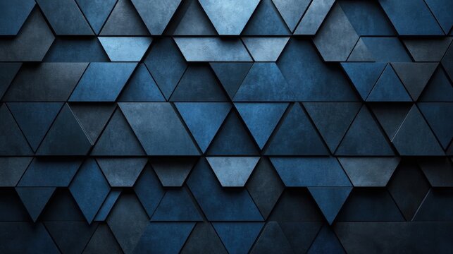 Geometric minimalist pattern with intersecting triangles on Blue background. Featuring white space in the center for text, ideal for design templates and modern banners.