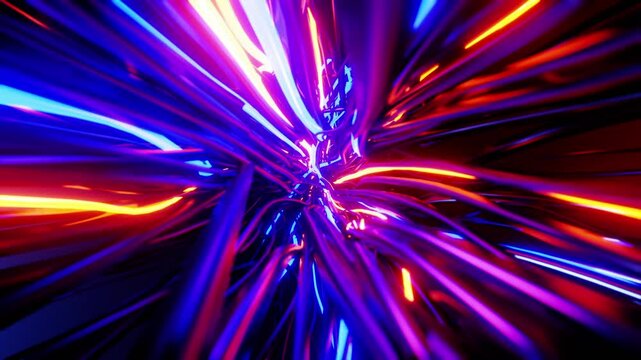 Flying through a tangle of colorful cables. Infinitely looped animation.