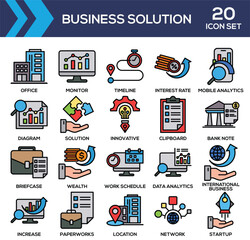 Business Solution Lineal Color Icon Collection