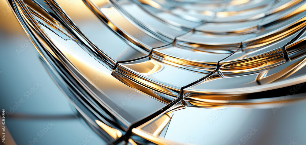 Aufkleber sleek metallic structure with reflective surfaces and intricate design, showcasing modern aesthetics