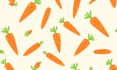 A playful Easter carrot pattern featuring vibrant orange carrots with green tops