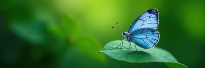 Delicate blue butterfly on a leaf, flowers, nature, insect