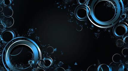 Blue Background with Minimal Circular Shapes for Design, Banner Template. White Space in the Center for Text, Abstract Geometric Wallpaper with Copy Space for Modern and Clean Visuals.