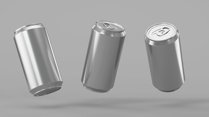 Three aluminum cans mockup