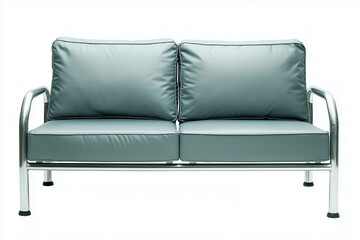 Fototapeta premium Selective focus minimal couch with cushion isolated on white background, Indoor sofa on white background, Comfy and cozy couch.