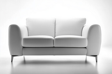 Selective focus minimal couch with cushion isolated on white background, Indoor sofa on white background, Comfy and cozy couch.