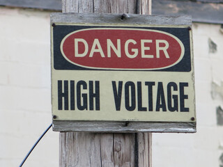 Fototapeta premium Danger High Voltage Electricity Safety Hazard Sign