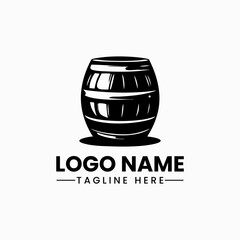 Barrel logo vector barrel hand drawn vector illustrations. Wooden sketch drawing label