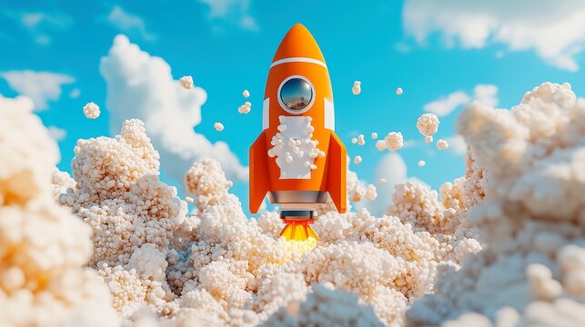 Futuristic Rocket Launching Business Ideas, a sleek sci-fi rocket symbolizes virtual reality innovation, set against a minimalist backdrop emphasizing creativity and exploration.