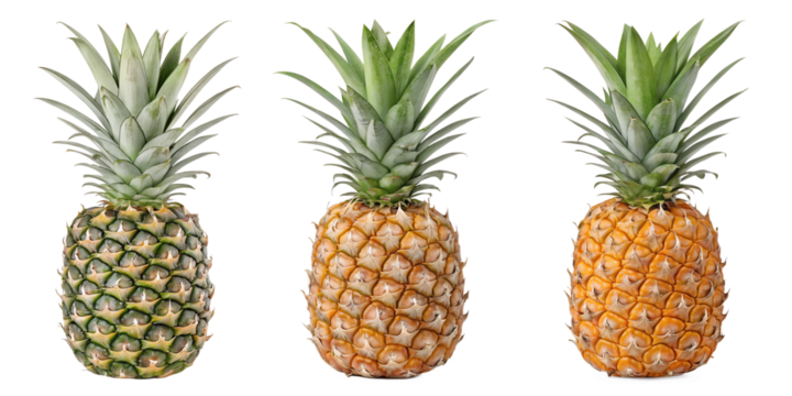 Pineapple on White Background, Fresh Pineapple, Tropical Fruit Design, Summer Fruit Decoration, PNG Transparent