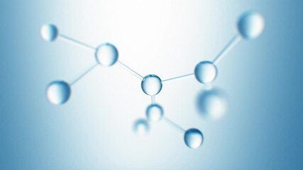 Beautiful Abstract Water Molecule Growing Extreme Macro Zoom 3d Animation. Molecular Structure Digital Microscope Illustration. Atoms Links Micro Nature Design. Biology Science Technology Concept 4k. - Powered by Adobe