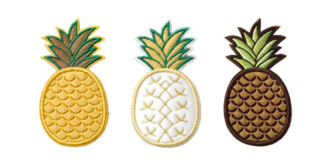 Pineapple Embroidered Patch Badge, Tropical Fruit Patch, Custom Pineapple Design, Summer Patch, PNG Transparent