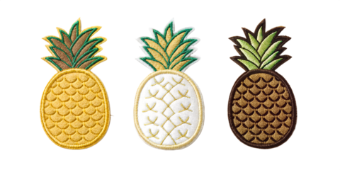 Pineapple Embroidered Patch Badge, Tropical Fruit Patch, Custom Pineapple Design, Summer Patch, PNG Transparent