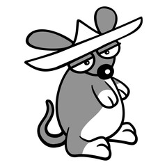 Mouse Big Hat Sombrero Sad Tired Bored Look Funny Design Lover Art Vector Illustration Card T-Shirt Poster Sticker Graphic Print Decorative Drawing Isolated Logo Decoration Symbol Creative Cool Style
