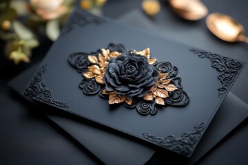 A vintage-style school reunion invitation with ornate typography and classic design