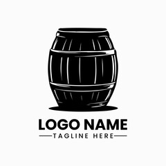 Barrel logo vector barrel hand drawn vector illustrations. Wooden sketch drawing label
