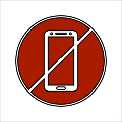 No cell phone sign or do not ring or turn off phone icon in black on black and white background.
