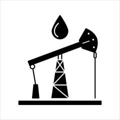 oil and gas industry icon onshore and offshore drilling. Dark blue flat vector icon on black and white background.