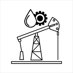 oil and gas industry icon onshore and offshore drilling. Dark blue flat vector icon on black and white background.