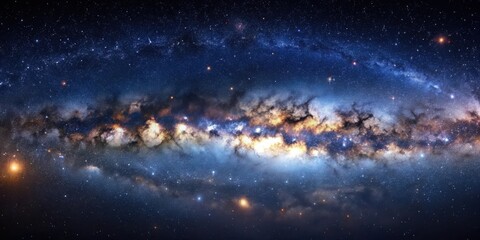 Naklejka premium A cosmic canvas of glittering stars and swirling nebulas, a majestic display of celestial artistry