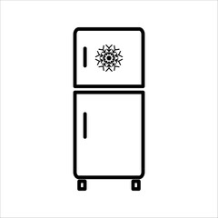 Freezer cold line icon, outline vector sign, linear style pictogram isolated on white. Refrigerator and snowflake symbol, logo illustration. Editable stroke