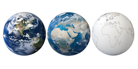 Obraz premium Planet Earth on White Background, Globe of Earth, Global World, Earth Map Icon, PNG Transparent