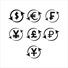 Money transfer icon on credit card. Vector on black and white background.