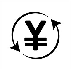 Money transfer icon on credit card. Vector on black and white background.