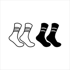 Socks icon. Side view. Editable stroke. Vector simple flat graphic illustration. Isolated object on black and white background.