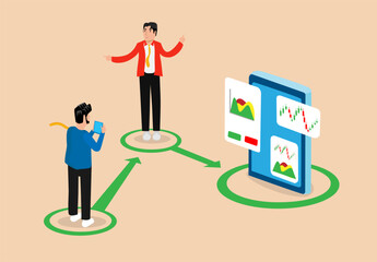 Teamwork marketing business trading, investment, or financial market analysis. Communication in the digital trading or investment business