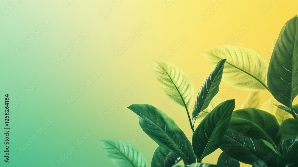 Aufkleber upward flowing lines resembling plant growth against a gradient background of green and yellow. gene