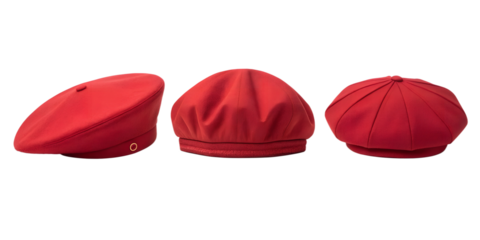 Red Beret Hat on White Background, Trendy Red Beret, Fashionable Headwear, Stylish Beret Design, PNG Transparent