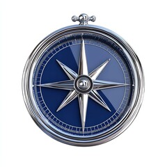 A close-up of a vintage compass displaying the eight cardinal directions, set against a pristine white background, perfect for navigation themes.