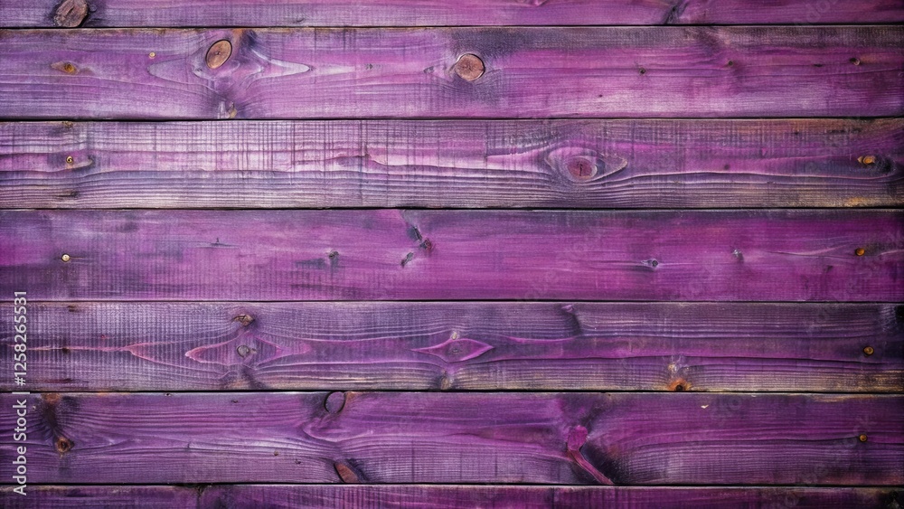 Aufkleber a close-up view of a weathered purple wooden wall with visible knots and grain patterns, showcasing 