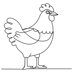 Hen icon  continuous one line drawing  outline vector illustration