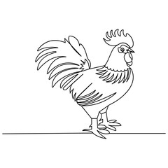 Hen icon  continuous one line drawing  outline vector illustration