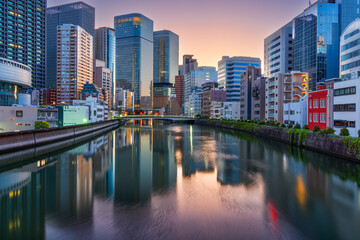 Obraz premium Osaka, Japan Cityscape on the Ogawa River