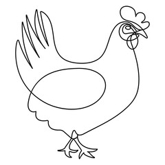 Hen icon  continuous one line drawing  outline vector illustration