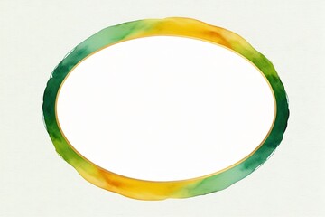 Elegant Oval Frame with Watercolor Green and Yellow Design