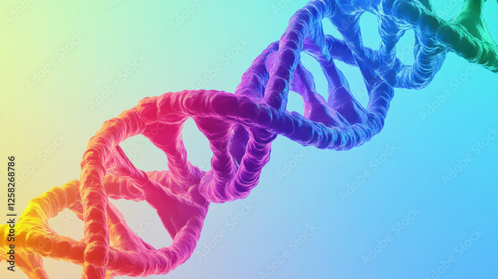 Aufkleber vibrant DNA double helix structure in rainbow colors, symbolizing diversity and inclusivity in science and genetics. Pride month health awareness concept