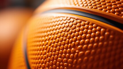 Basketball Texture Close-Up Background with Detailed Rubber Surface and Channel Lines