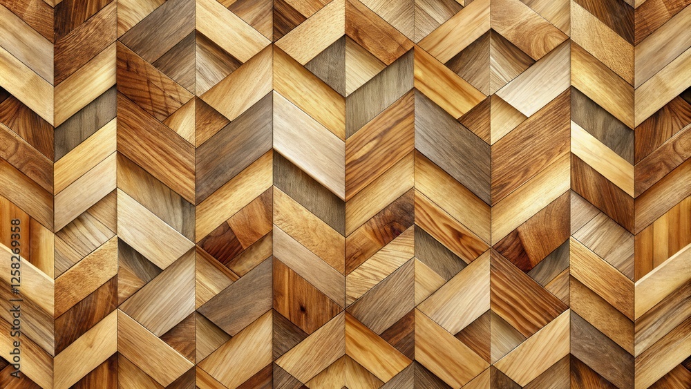 Poster intricate geometric pattern composed of interlocking wooden chevron shapes